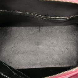 Pre Owned Balenciaga Pink M Grained Calfskin Logo Ville Top Handle Bag