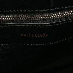 Pre Owned Balenciaga Pink M Grained Calfskin Logo Ville Top Handle Bag