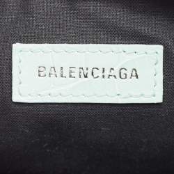 Pre Owned Balenciaga Pale Turquoise Croc Embossed Leather XS Le Cagole Shoulder Bag