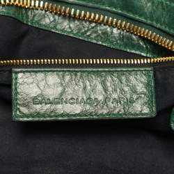 Pre Owned Balenciaga Green Leather GGH Part Time Bag