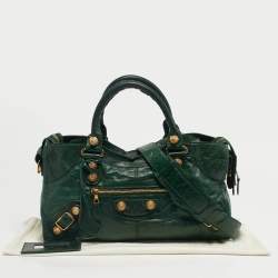 Pre Owned Balenciaga Green Leather GGH Part Time Bag
