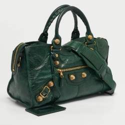 Pre Owned Balenciaga Green Leather GGH Part Time Bag