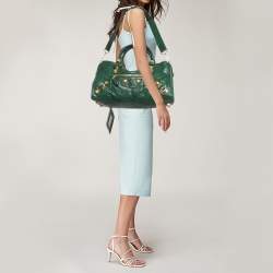 Pre Owned Balenciaga Green Leather GGH Part Time Bag