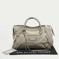 Pre Owned Balenciaga Grey Leather Metallic Edge Classic City Bag