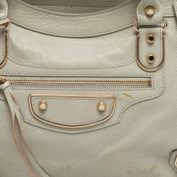 Pre Owned Balenciaga Grey Leather Metallic Edge Classic City Bag