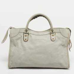 Pre Owned Balenciaga Grey Leather Metallic Edge Classic City Bag