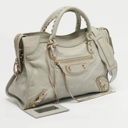 Pre Owned Balenciaga Grey Leather Metallic Edge Classic City Bag