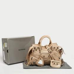 Pre Owned Balenciaga Light Beige Leather Neo Cagole City Tote