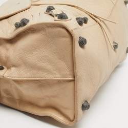 Pre Owned Balenciaga Light Beige Leather Neo Cagole City Tote
