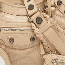 Pre Owned Balenciaga Light Beige Leather Neo Cagole City Tote