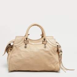 Pre Owned Balenciaga Light Beige Leather Neo Cagole City Tote