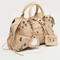 Pre Owned Balenciaga Light Beige Leather Neo Cagole City Tote
