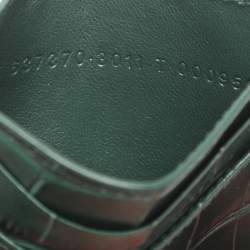 Pre Owned Balenciaga Green Croc Embossed Leather Hourglass Card Holder