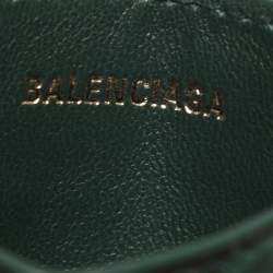 Pre Owned Balenciaga Green Croc Embossed Leather Hourglass Card Holder