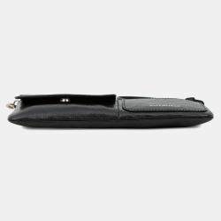 Pre Owned Balenciaga Logo Superbusy Shoulder Bag Black Leather