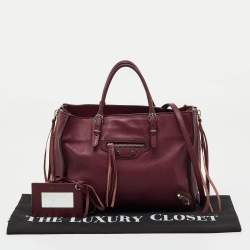 Pre Owned Balenciaga Pourpre Veau Leather Papier A6 Side Zip Tote