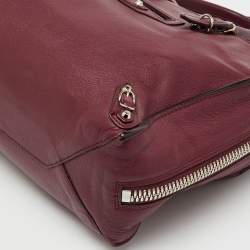 Pre Owned Balenciaga Pourpre Veau Leather Papier A6 Side Zip Tote