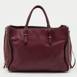 Pre Owned Balenciaga Pourpre Veau Leather Papier A6 Side Zip Tote