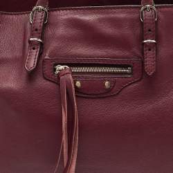 Pre Owned Balenciaga Pourpre Veau Leather Papier A6 Side Zip Tote