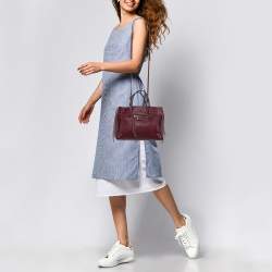 Pre Owned Balenciaga Pourpre Veau Leather Papier A6 Side Zip Tote