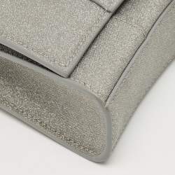 Pre Owned Balenciaga Grey Glitter Leather Hourglass Wallet on Chain