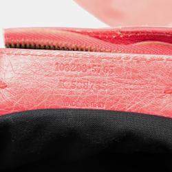 Pre Owned Balenciaga Red Lambskin Motocross Classic First Satchel