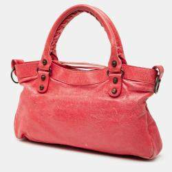 Pre Owned Balenciaga Red Lambskin Motocross Classic First Satchel