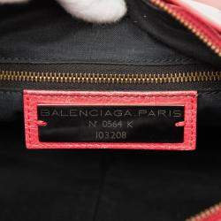 Pre Owned Balenciaga Red Lambskin Motocross Classic First Satchel