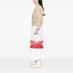 Pre Owned Balenciaga Red Lambskin Motocross Classic First Satchel