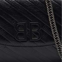 Pre Owned Balenciaga Black Leather BB Wallet on Chain