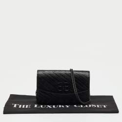Pre Owned Balenciaga Black Leather BB Wallet on Chain