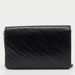 Pre Owned Balenciaga Black Leather BB Wallet on Chain