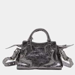 Pre Owned Balenciaga Silver XS Metallic Lambskin Motocross Neo Cagole