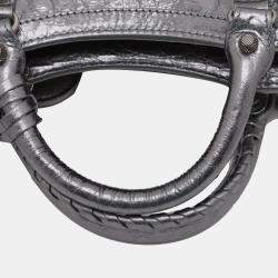 Pre Owned Balenciaga Silver XS Metallic Lambskin Motocross Neo Cagole