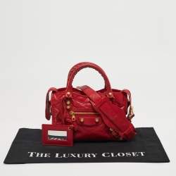 Pre Owned Balenciaga Red Leather Mini Classic City Bag