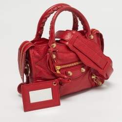 Pre Owned Balenciaga Red Leather Mini Classic City Bag