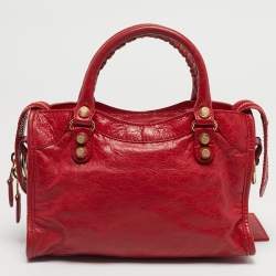 Pre Owned Balenciaga Red Leather Mini Classic City Bag