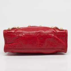 Pre Owned Balenciaga Red Leather Mini Classic City Bag