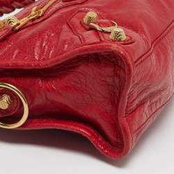 Pre Owned Balenciaga Red Leather Mini Classic City Bag