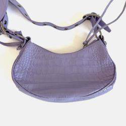Pre Owned Balenciaga Le Cagole XS Shoulder Bag Crocodile Embossed Calfskin