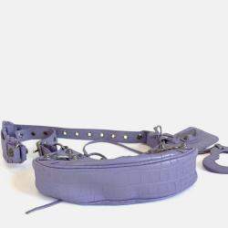 Pre Owned Balenciaga Le Cagole XS Shoulder Bag Crocodile Embossed Calfskin