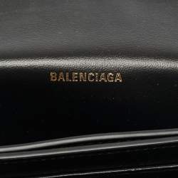 Pre Owned Balenciaga Black Croc Embossed Leather Small Hourglass Top Handle Bag