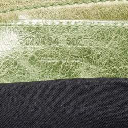 Pre Owned Balenciaga Green Leather GGH Motorcycle City Tote