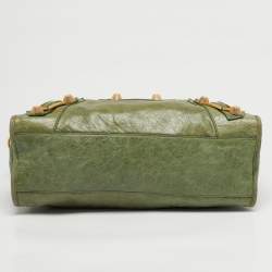 Pre Owned Balenciaga Green Leather GGH Motorcycle City Tote