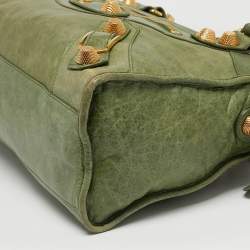 Pre Owned Balenciaga Green Leather GGH Motorcycle City Tote