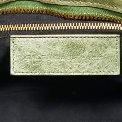 Pre Owned Balenciaga Green Leather GGH Motorcycle City Tote