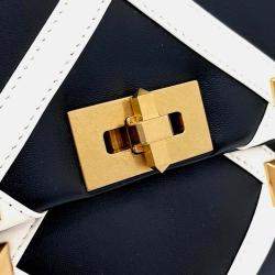 Pre Owned Balenciaga Beige Black Leather Rockstud Tote and Shoulder Bag