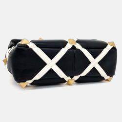 Pre Owned Balenciaga Beige Black Leather Rockstud Tote and Shoulder Bag