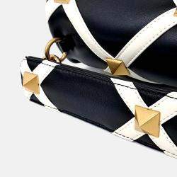 Pre Owned Balenciaga Beige Black Leather Rockstud Tote and Shoulder Bag