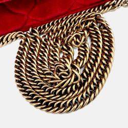 Pre Owned Balenciaga Red Velvet BB Chain Crossbody Bag